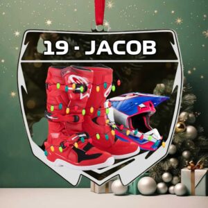Personalized Motocross Boots and Helmet Christmas Ornament