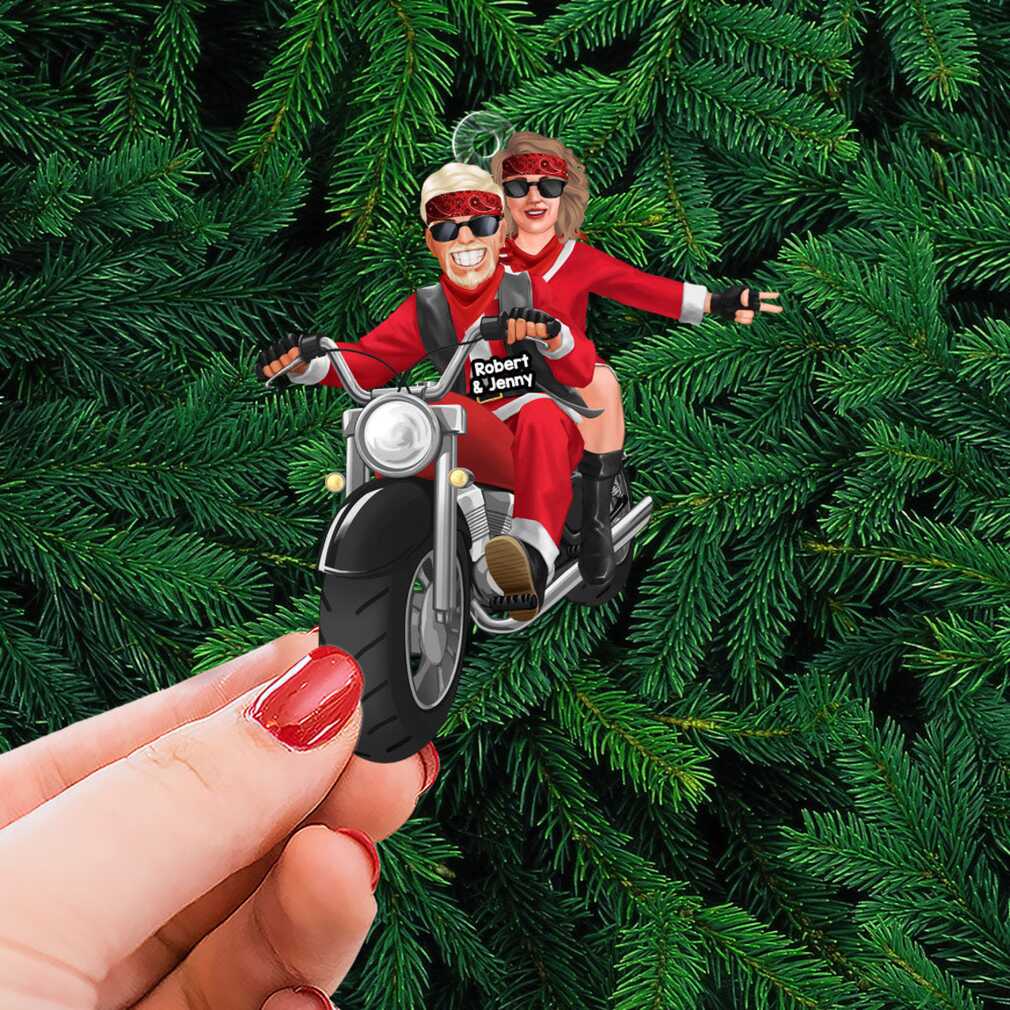 Personalized Motorcycle Couple Christmas Ornament Personalized Motorcycle Couple Christmas Ornament