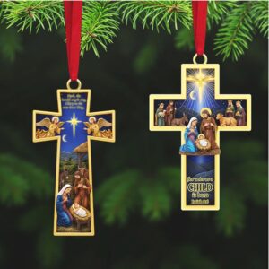 Personalized Nativity Cross Ornament
