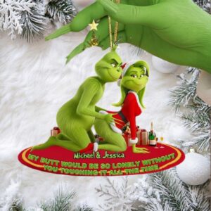Personalized Naughty Grinchmas Couple Ornaments