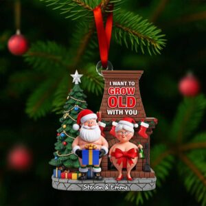 Personalized Naughty Old Couple Christmas Ornament, Annoying each other sin