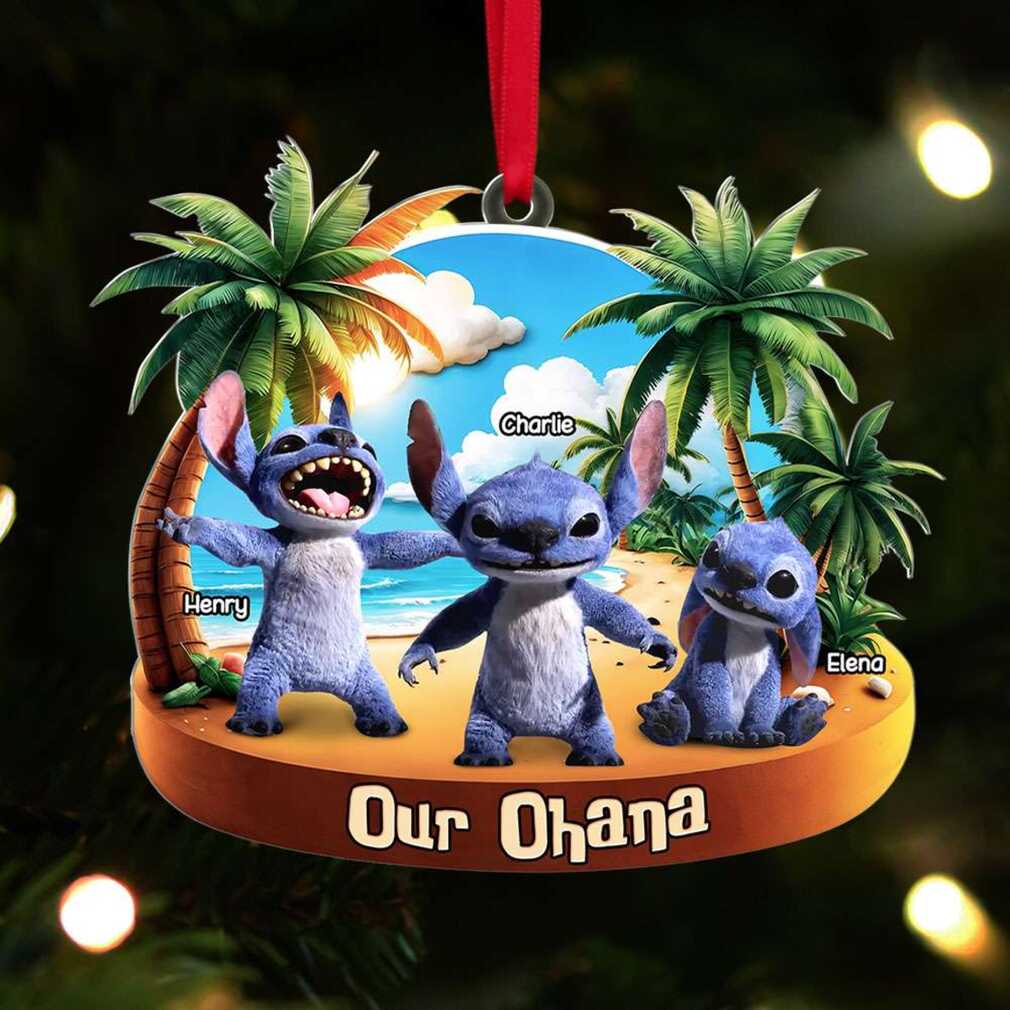 Personalized Our Ohana Stitch Family Christmas Ornament Personalized Our Ohana Stitch Family Christmas Ornament