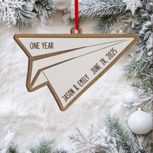 Personalized Paper Plane Anniversary Ornament 2025 – Custom Airplane 1st Anniversary Gift with Names & Date, First Year Married Keepsake Personalized Paper Plane Anniversary Ornament 2025 – Custom Airplane 1st Anniversary Gift with Names & Date, First Year Married Keepsake