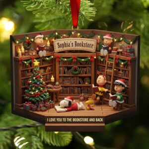 Personalized Peanuts Christmas Bookstore Ornament