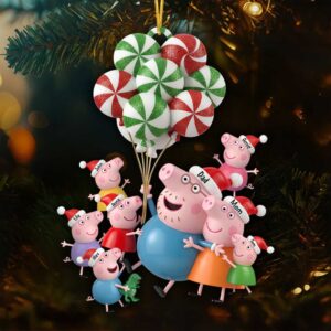 Personalized Peppa Pig Family Christmas Ornament