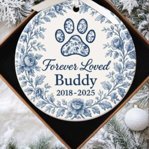 Personalized Pet Memorial Ornament, Forever Loved Buddy, Custom Dog Cat Loss Ornament, Pet Remembrance Gift, Paw Print Ornament Personalized Pet Memorial Ornament, Forever Loved Buddy, Custom Dog Cat Loss Ornament, Pet Remembrance Gift, Paw Print Ornament