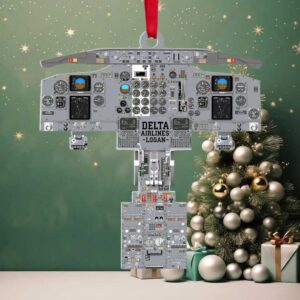 Personalized Plane Dashboard Ornament, Custom Airplane Cockpit, Christmas Tree Decor