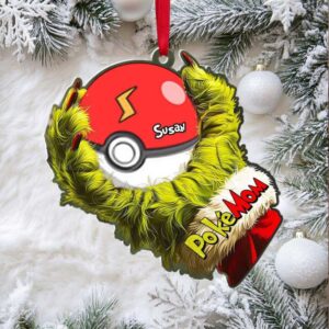 Personalized Poké Mom Grinch Hand Ornament