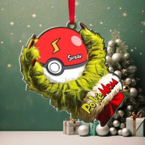 Personalized Poké Mom Grinch Hand Ornament