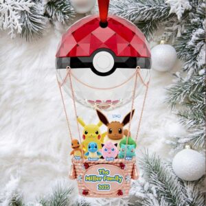 Personalized Pokémon Hot Air Balloon Family Christmas Ornament