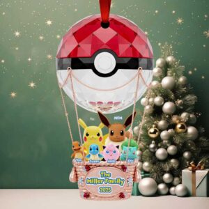 Personalized Pokémon Hot Air Balloon Family Christmas Ornament