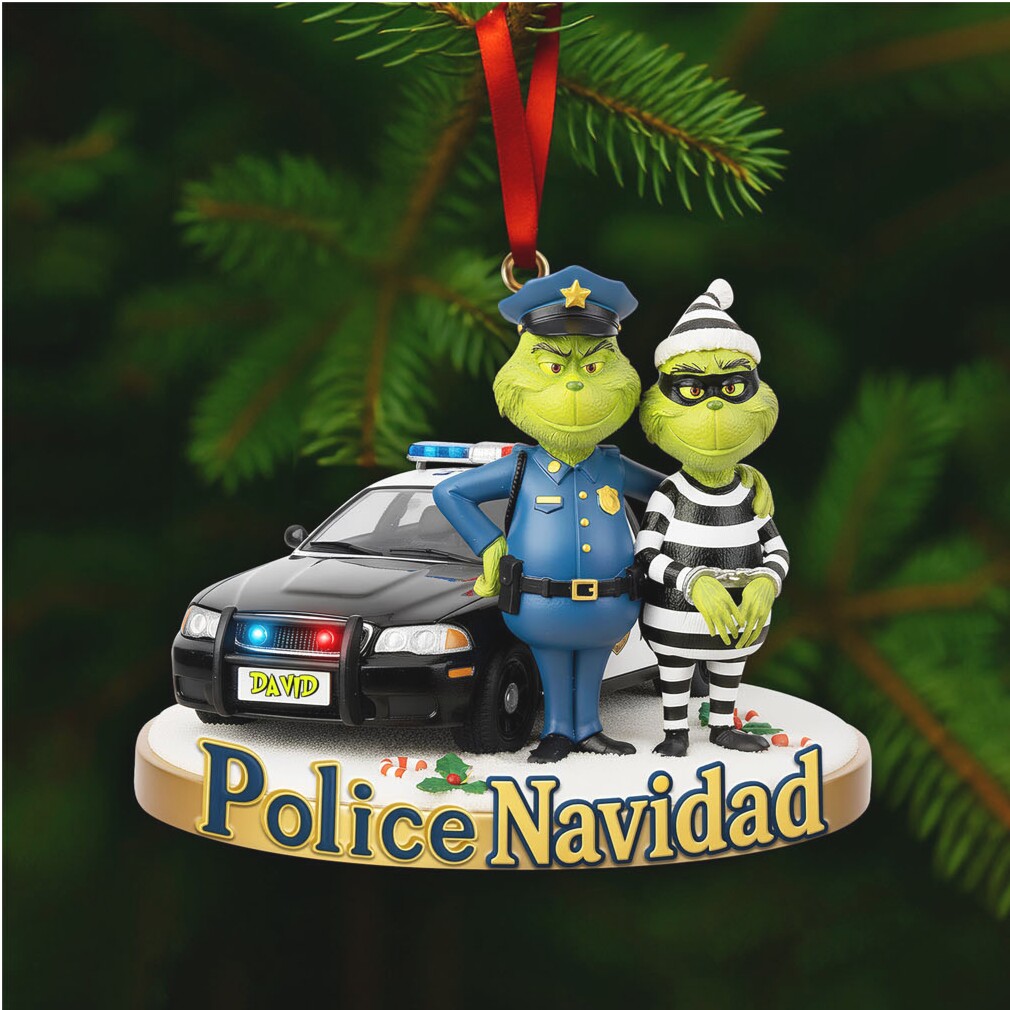 Personalized Police Navidad Grinch & Max Acrylic Ornament Personalized Police Navidad Grinch & Max Acrylic Ornament