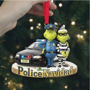 Personalized Police Navidad Grinch & Max Acrylic Ornament