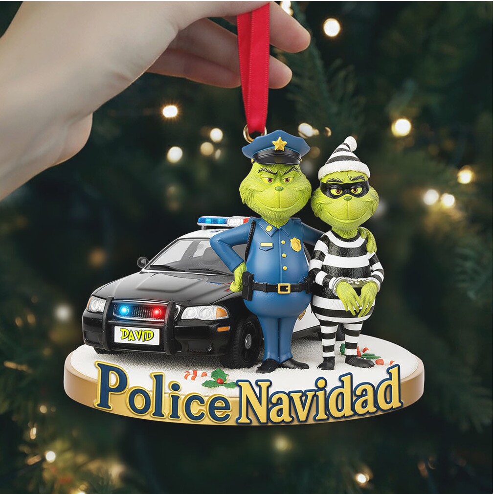 Personalized Police Navidad Grinch & Max Acrylic Ornament Personalized Police Navidad Grinch & Max Acrylic Ornament