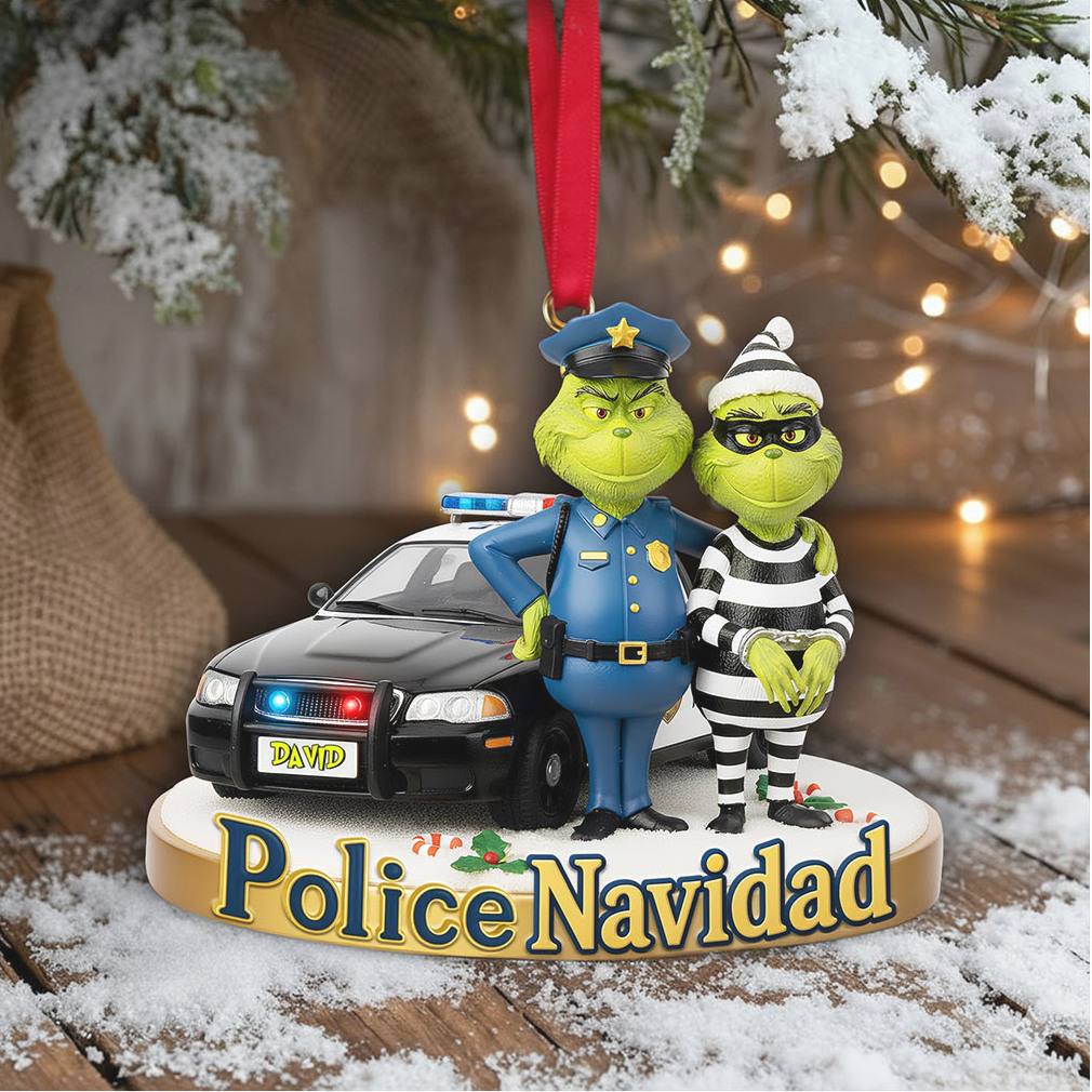 Personalized Police Navidad Grinch & Max Acrylic Ornament Personalized Police Navidad Grinch & Max Acrylic Ornament