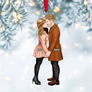 Personalized Romantic Kissing Couple Ornament