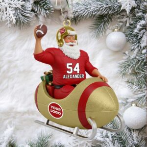 Personalized Santa Football Sleigh Christmas Ornament Custom Name & Number #54