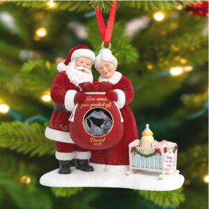 Personalized Santa and Mrs. Claus 'Baby on the Way' Acrylic Ornament