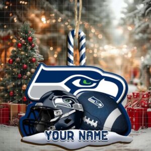 Personalized Seattle Team Seahawks Sport Christmas Ornament, For Football Fan