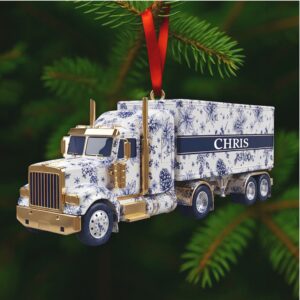 Personalized Semi Truck Christmas Ornament