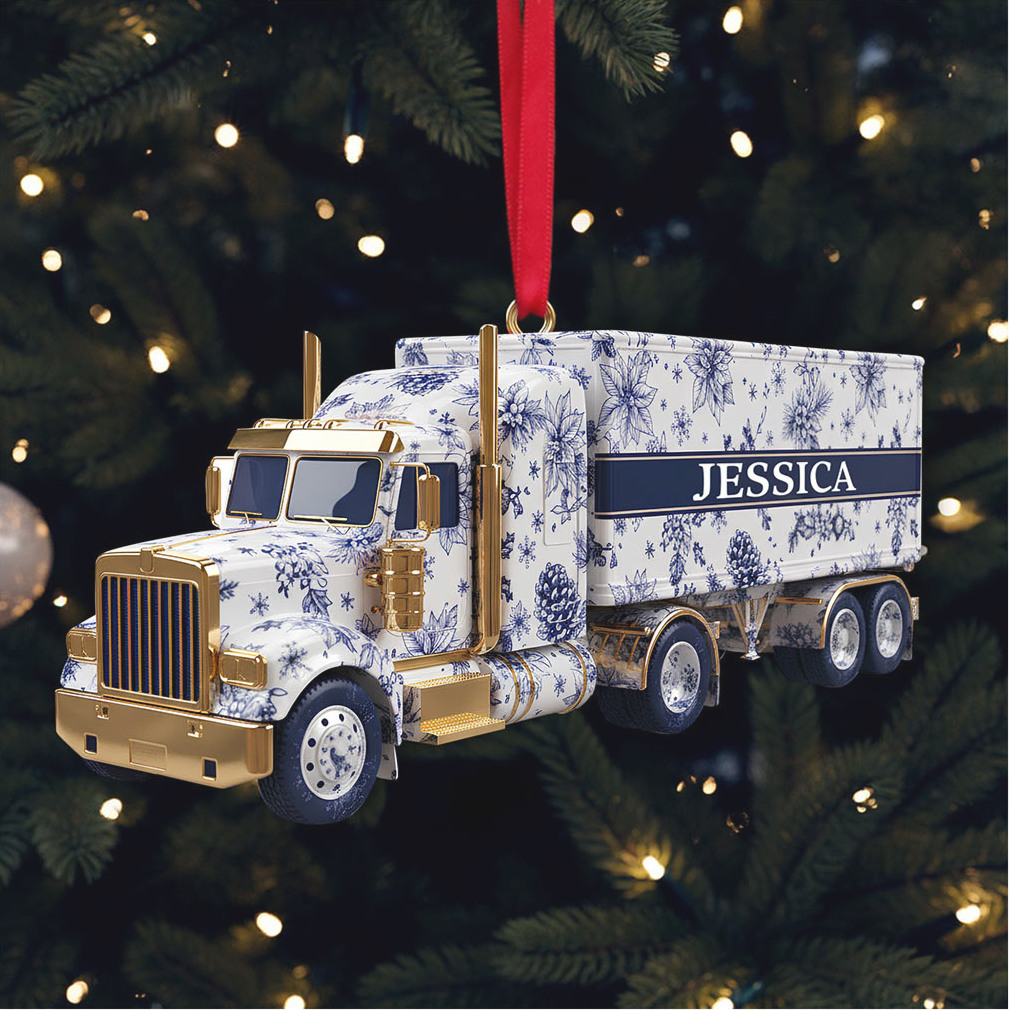 Personalized Semi Truck Christmas Ornament Personalized Semi Truck Christmas Ornament