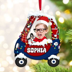 Personalized Spider Man Themed Christmas Car Ornament