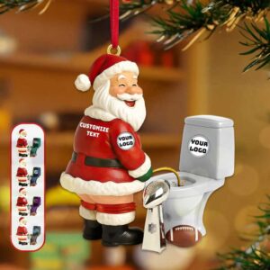 Personalized Sports Santa Toilet Ornament
