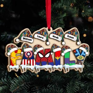 Personalized Superhero Family Christmas Ornament