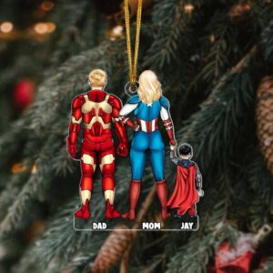 Personalized Superhero Family Christmas Ornaments