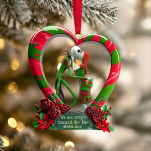 Personalized The Nightmare Before Christmas Jack and Sally Heart Ornament