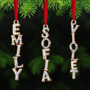 Personalized Toile de Jouy Gingerbread Alphabet Ornament