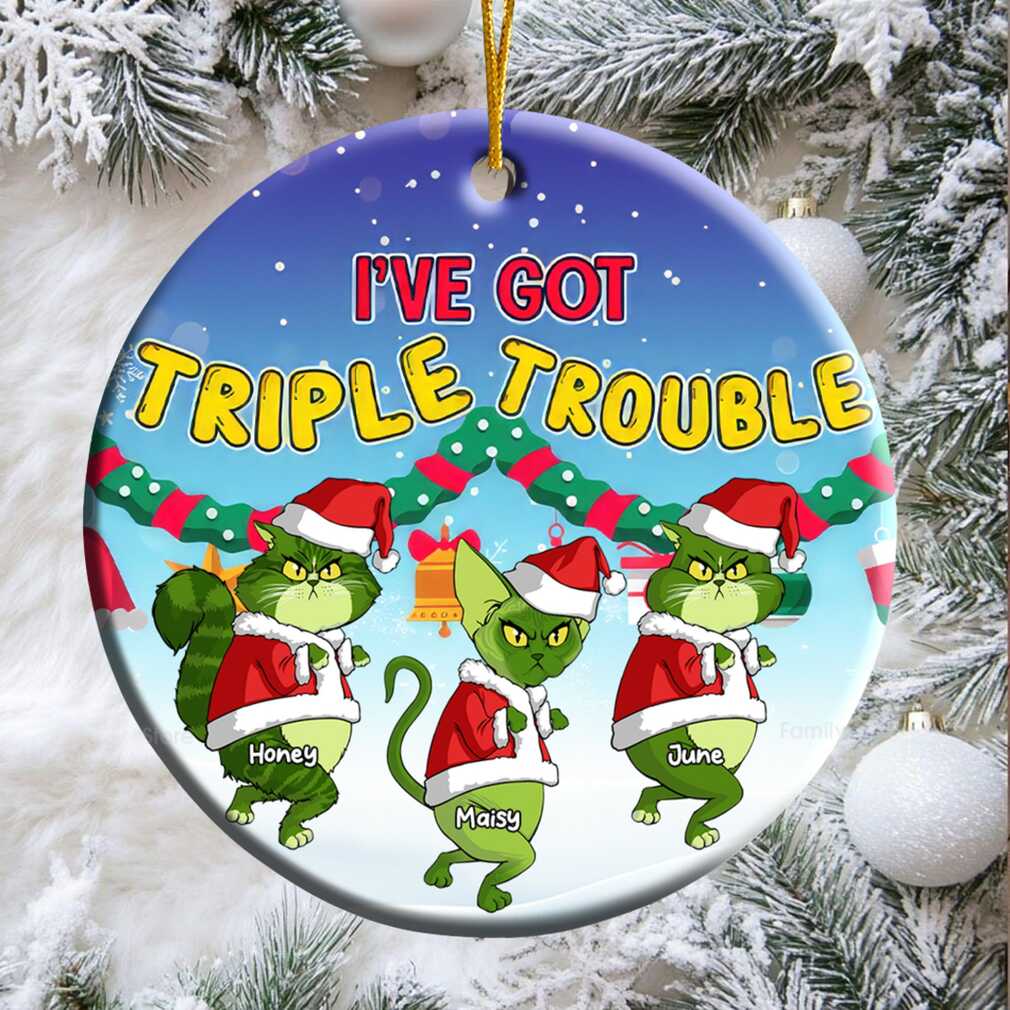 Personalized Triple Trouble Grinch Cats Christmas Ornament Personalized Triple Trouble Grinch Cats Christmas Ornament