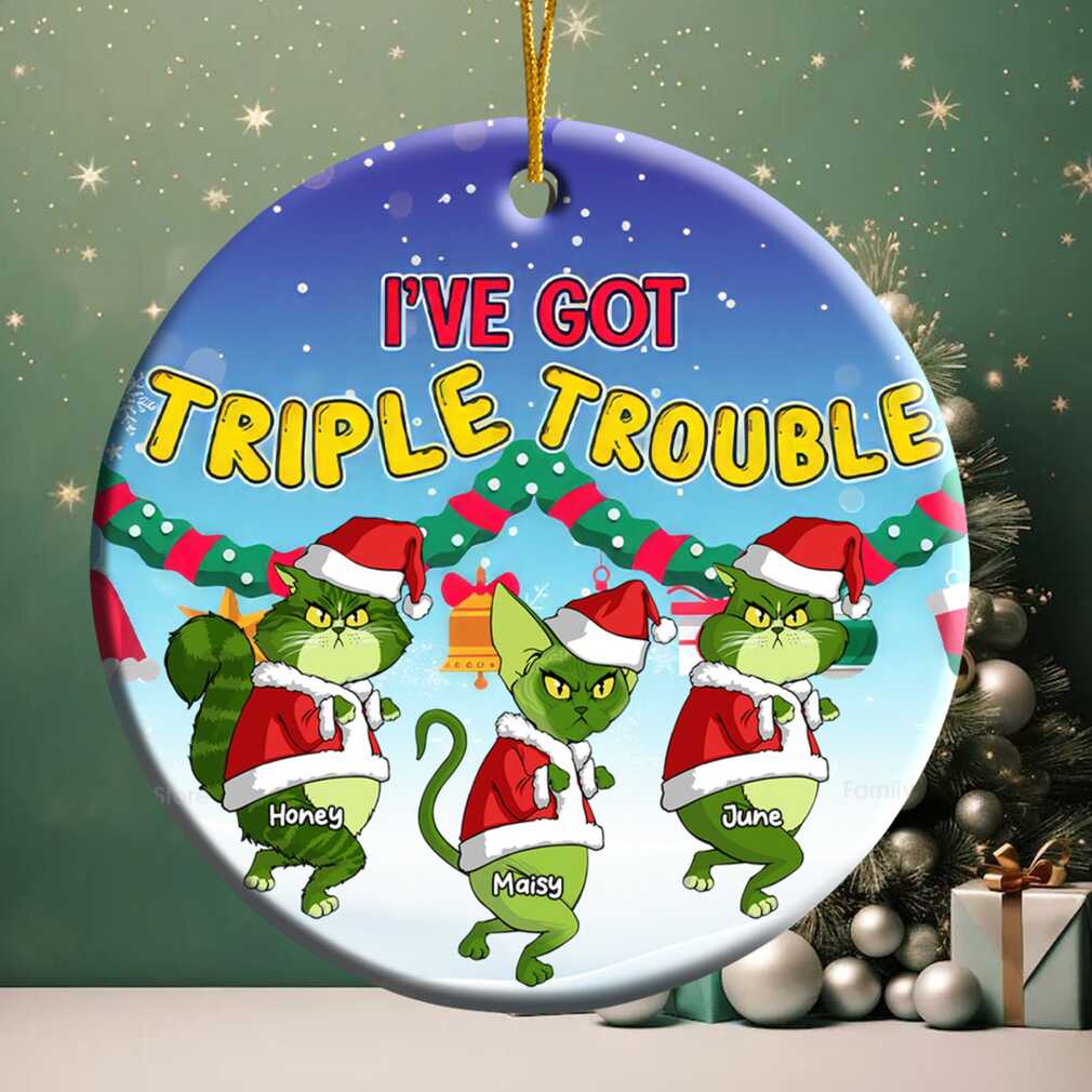 Personalized Triple Trouble Grinch Cats Christmas Ornament Personalized Triple Trouble Grinch Cats Christmas Ornament
