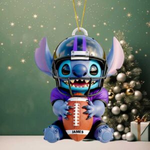 Personalized Tropical Alien Stitch Football Acrylic Ornament