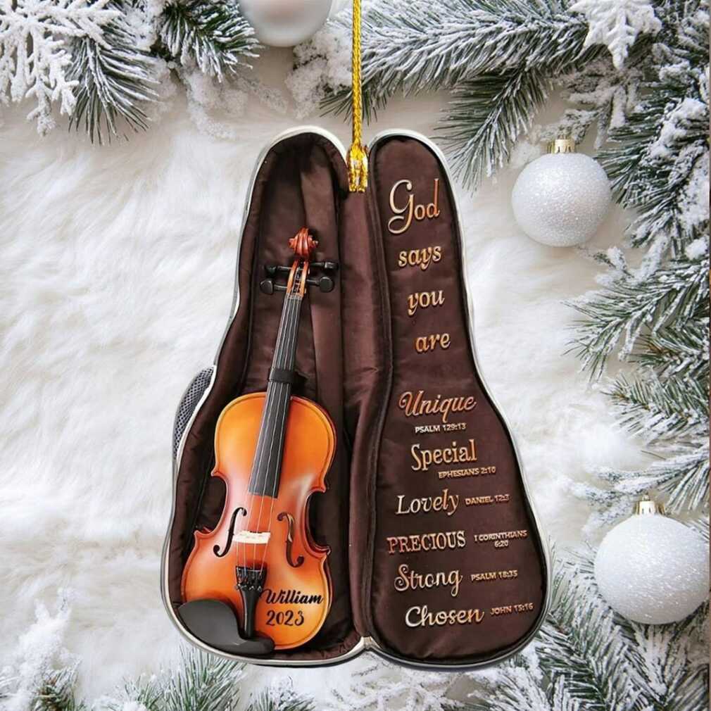 Personalized Violin Christmas Ornament 2025 with Bible Verses