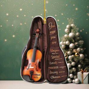 Personalized Violin Christmas Ornament 2025 • Christian Music Gift with Bible Verses • Custom Name Musician Gift • God Says You Are Loved