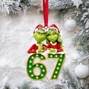 Personalized William & Jessica Grinch Couple Christmas Ornament