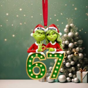 Personalized William & Jessica Grinch Couple Christmas Ornament
