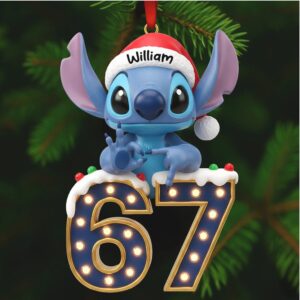 Personalized William Stitch 67th Birthday Christmas Ornament