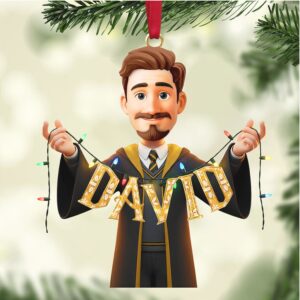 Personalized Wizard Name Christmas Ornament