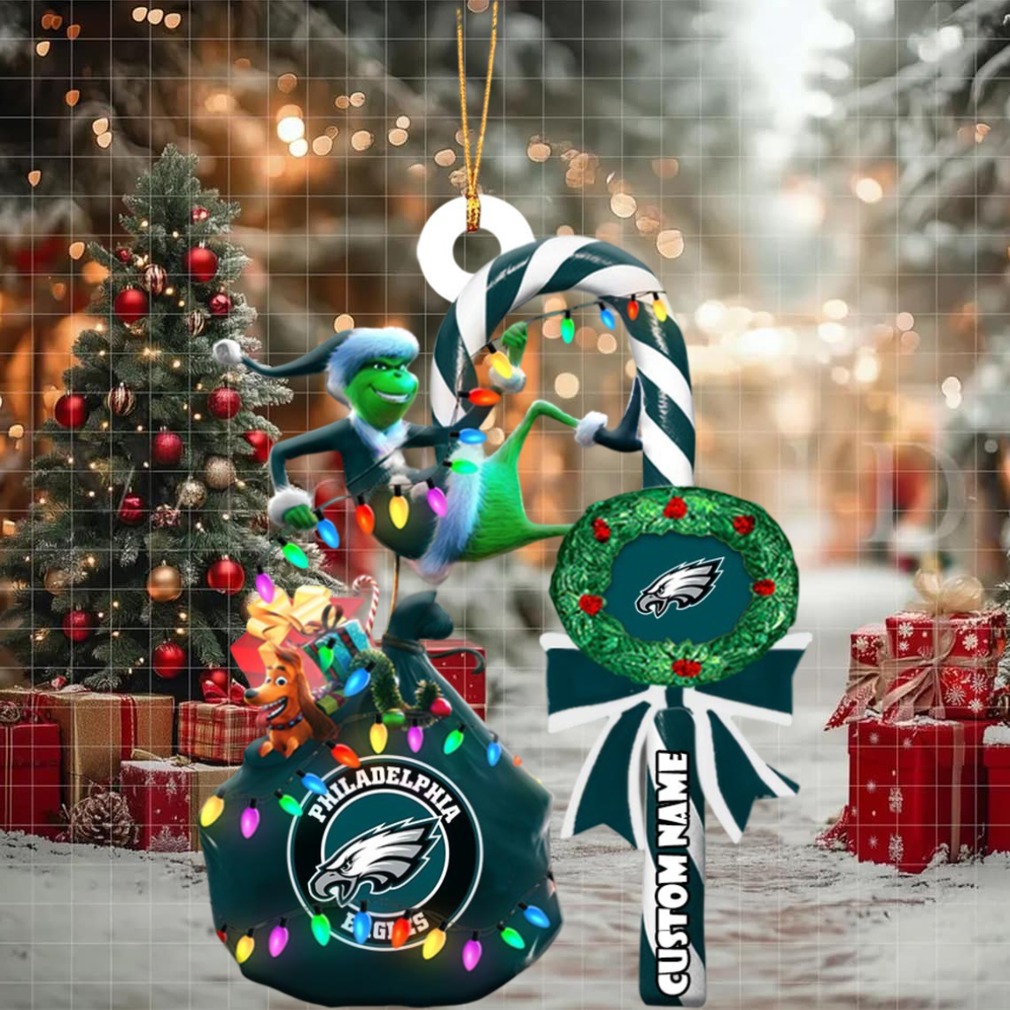 Philadelphia Eagles NFL Custom Grinch Candy Cane Name Ornament 2025 Xmas Tree Gift Philadelphia Eagles NFL Custom Grinch Candy Cane Name Ornament 2025 Xmas Tree Gift