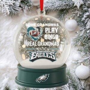 Philadelphia Eagles 'Real Grandmas Watch' Christmas Snow Globe Ornament.