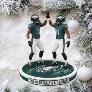 Philadelphia Eagles Saquon Barkley & A.J. Brown High Five Ornament