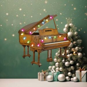Piano with Christmas Light Personalized Christmas Ornament
