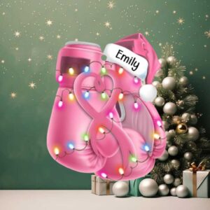 Pink Boxing Gloves Personalized Christmas Ornament Christmas Gifts For Breast Cancer Fighters