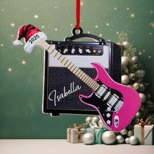 Pink Guitar and Amp 2025 Christmas Ornament