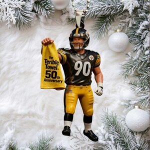 Pittsburgh Steelers The Terrrible Towel 50th Anniversary Custom shape 1 sided Acrylic Car Ornament.jfif