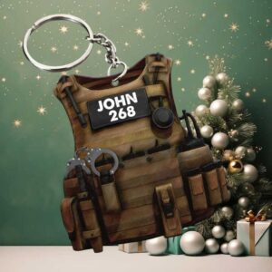 Police Bulletproof Vest Personalized Flat Keychain Gift for Police