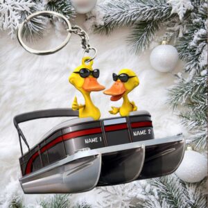 Pontoon Duck Couple, Personalized Keychain Funny Anniversary Gift For Couples Pontoon Duck Couple, Personalized Keychain Funny Anniversary Gift For Couples