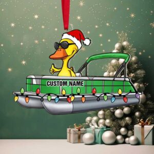 Pontoon Duck Jolly Holiday, Personalized Ornament, Christmas Gift, Christmas Tree Decoration For Pontoon Lovers